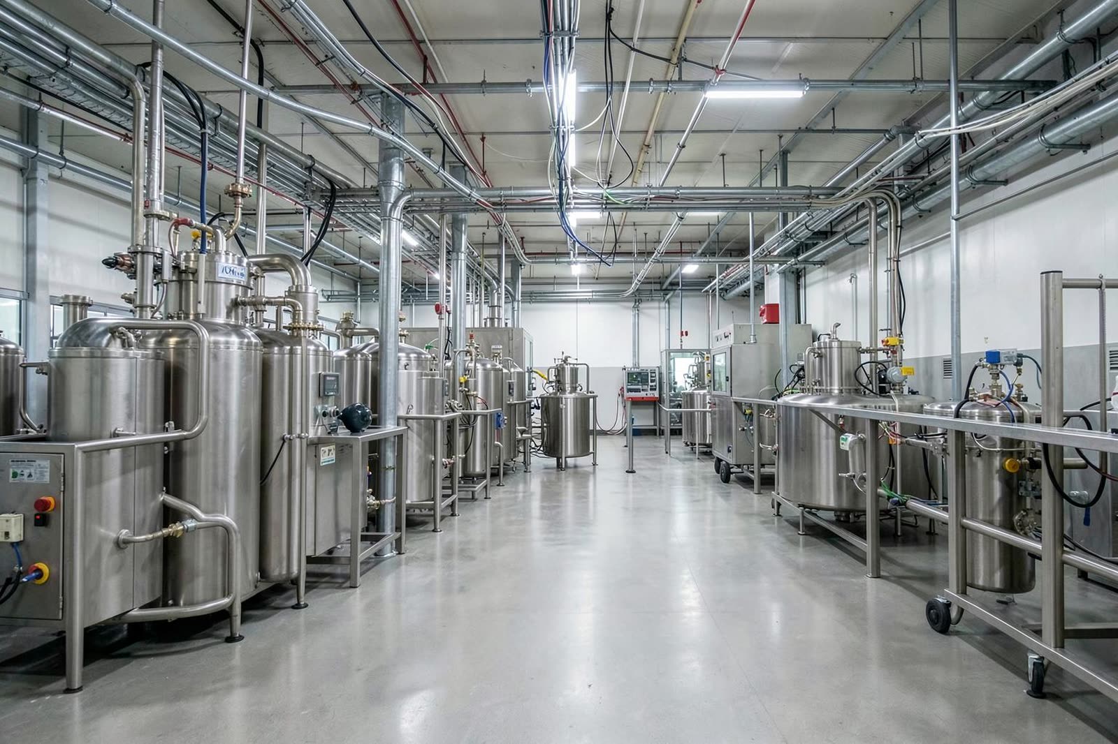 Interior de una planta de manufactura con líneas de producción en operación.